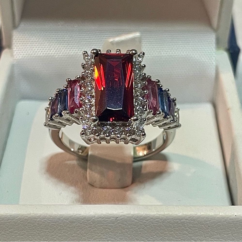 SOLD: 6CT Real Multigem Silver Ring with Pink & Blue Sapphires & White Topaz